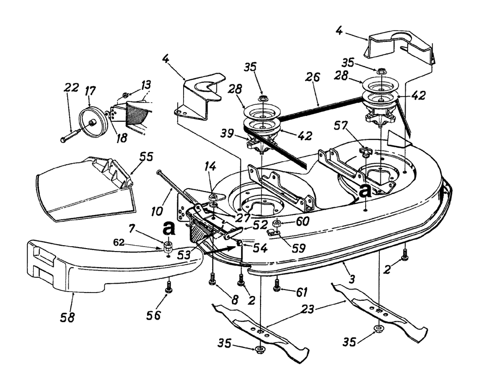 Deck Assembly F Diagram and Parts List for 13AH660F301 2000 Yard Machines Lawn Tractor